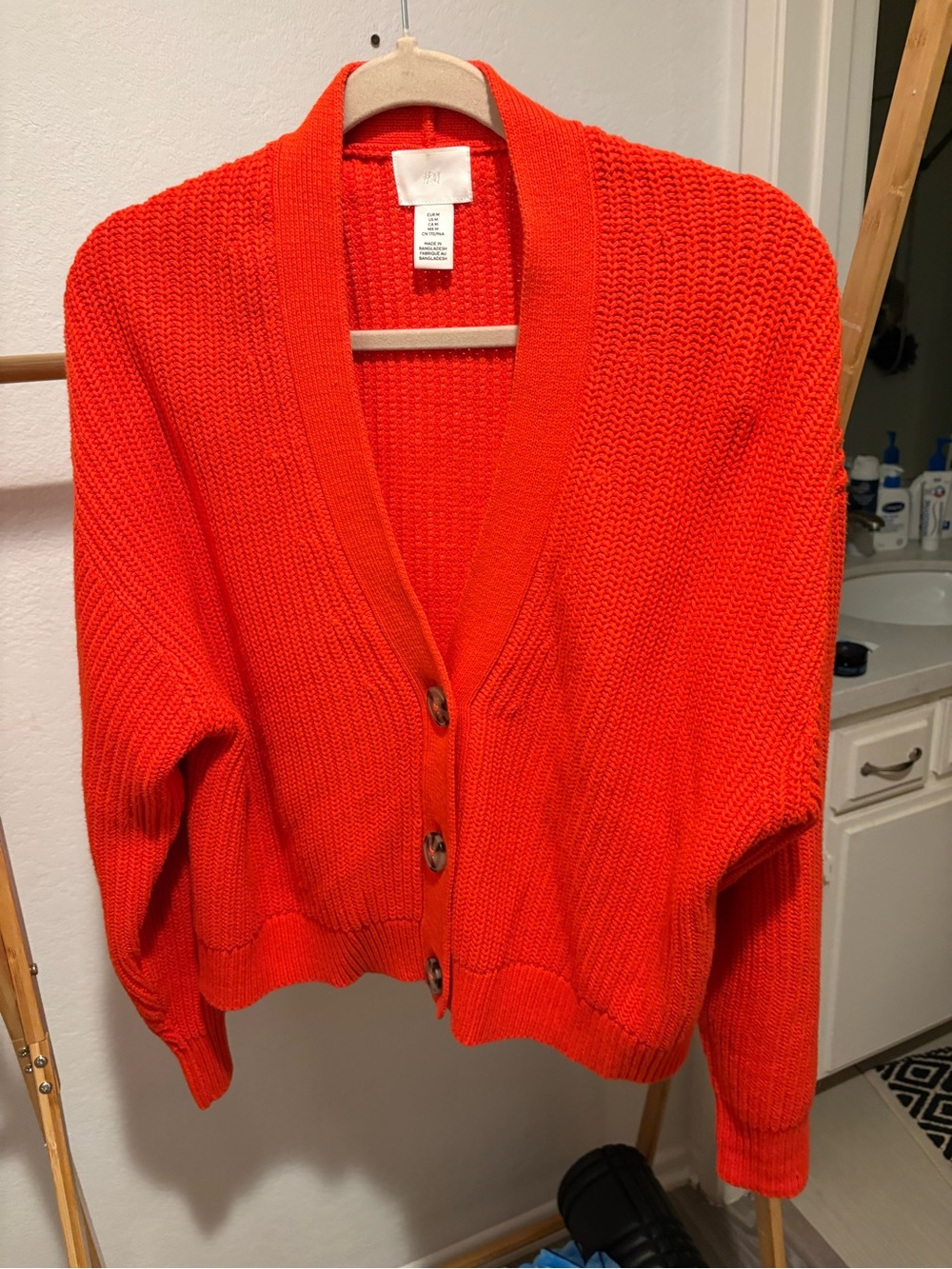 H&M Bright Orange Button-Front Knit Cardigan